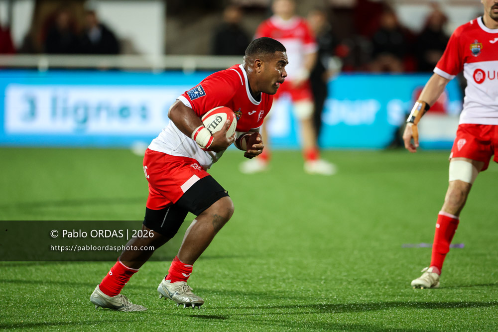Johnny Dyer, lors du match de Pro D2 entre le Biarritz olympique et Soyaux Angoulême, le 16 janvier 2026 au stade Aguiléra de Biarritz, France (Photo Pablo ORDAS)