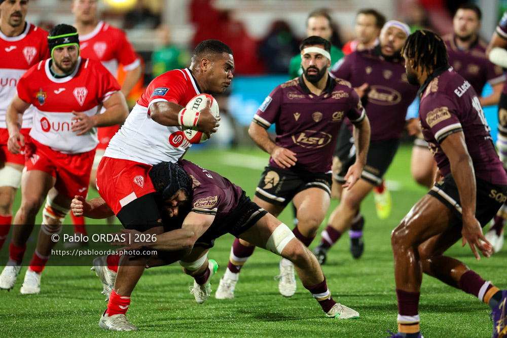 Johnny Dyer, lors du match de Pro D2 entre le Biarritz olympique et Soyaux Angoulême, le 16 janvier 2026 au stade Aguiléra de Biarritz, France (Photo Pablo ORDAS)
