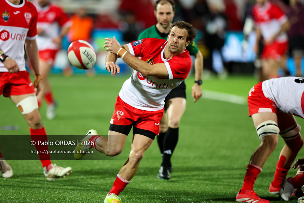 Yann Lesgourgues, lors du match de Pro D2 entre le Biarritz olympique et Soyaux Angoulême, le 16 janvier 2026 au stade Aguiléra de Biarritz, France (Photo Pablo ORDAS)