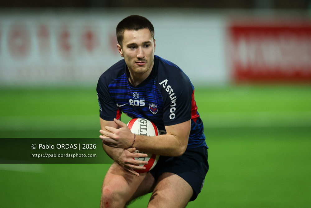 Maël Navizet, lors du match de Pro D2 entre le Biarritz olympique et Grenoble, le 30 janvier 2026 au stade Aguiléra de Biarritz, France (Photo Pablo ORDAS)