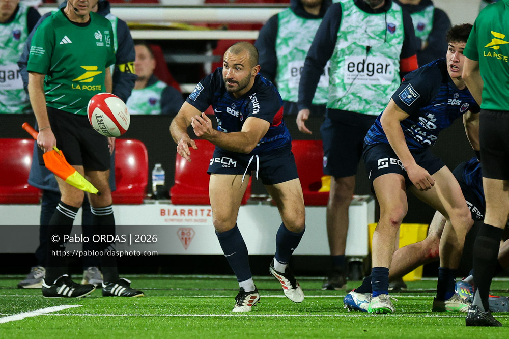 Eric Escande, lors du match de Pro D2 entre le Biarritz olympique et Grenoble, le 30 janvier 2026 au stade Aguiléra de Biarritz, France (Photo Pablo ORDAS)