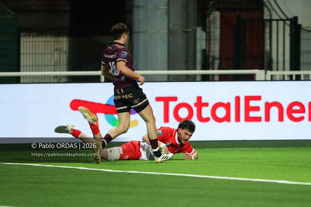 Andre Sacco, lors du match de Pro D2 entre le Biarritz olympique et Soyaux Angoulême, le 16 janvier 2026 au stade Aguiléra de Biarritz, France (Photo Pablo ORDAS)