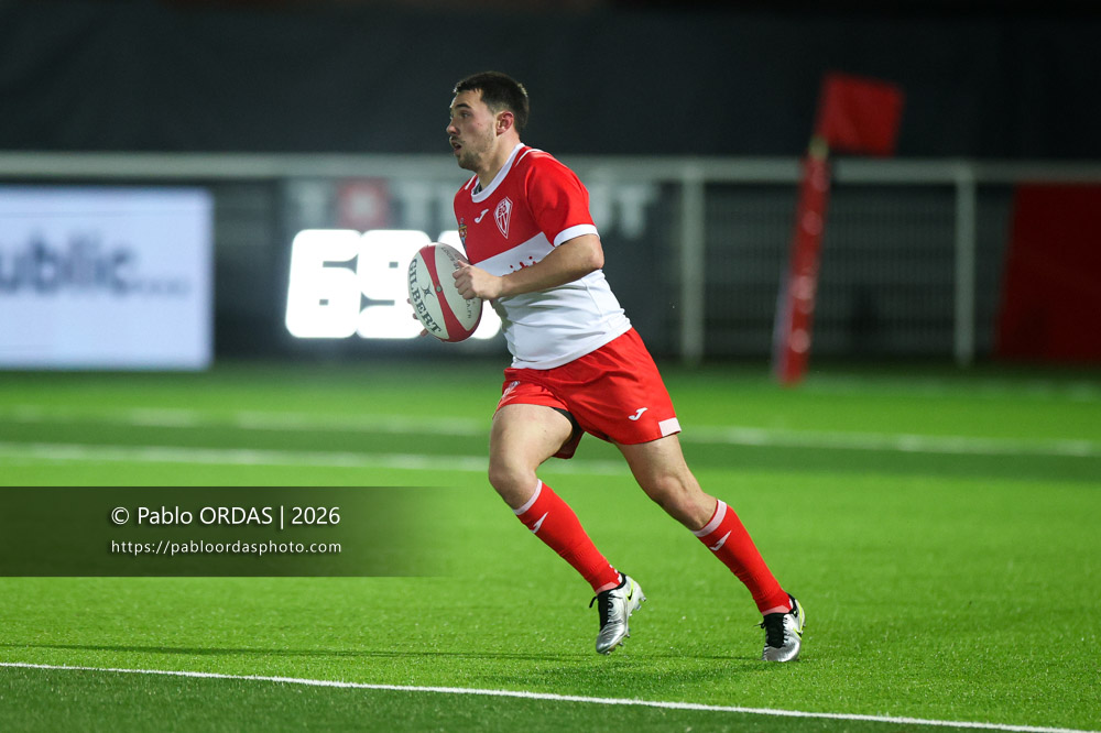 Edgar Retière, lors du match de Pro D2 entre le Biarritz olympique et Grenoble, le 30 janvier 2026 au stade Aguiléra de Biarritz, France (Photo Pablo ORDAS)