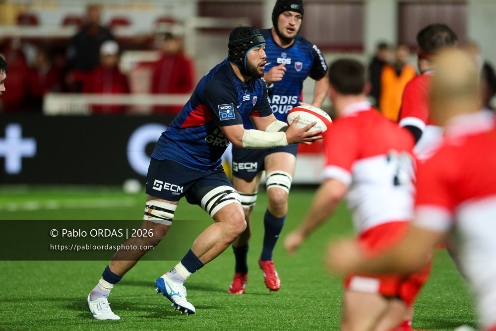 Brandon Nansen, lors du match de Pro D2 entre le Biarritz olympique et Grenoble, le 30 janvier 2026 au stade Aguiléra de Biarritz, France (Photo Pablo ORDAS)