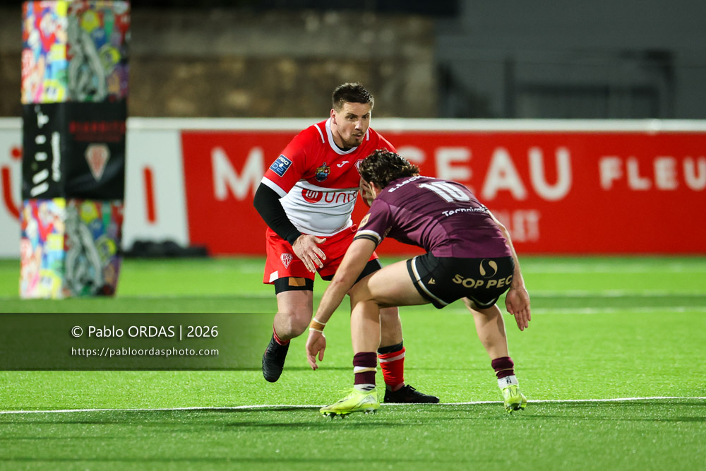 Dorian Laborde, lors du match de Pro D2 entre le Biarritz olympique et Soyaux Angoulême, le 16 janvier 2026 au stade Aguiléra de Biarritz, France (Photo Pablo ORDAS)