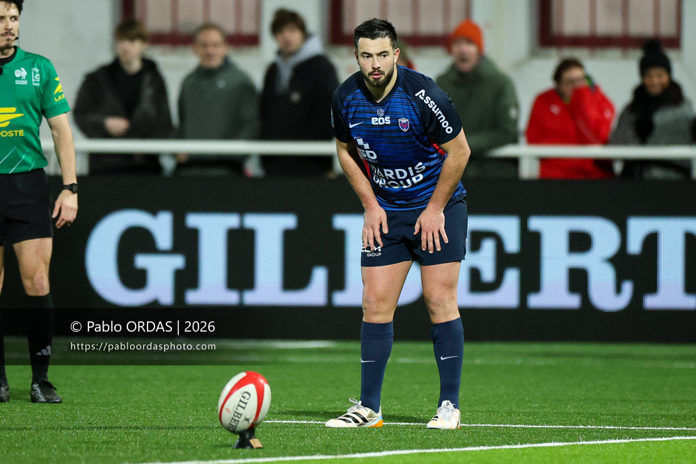 Romain Trouilloud, lors du match de Pro D2 entre le Biarritz olympique et Grenoble, le 30 janvier 2026 au stade Aguiléra de Biarritz, France (Photo Pablo ORDAS)