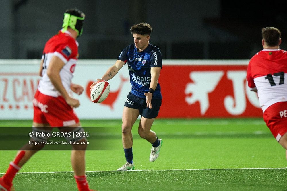 Max Clément, lors du match de Pro D2 entre le Biarritz olympique et Grenoble, le 30 janvier 2026 au stade Aguiléra de Biarritz, France (Photo Pablo ORDAS)