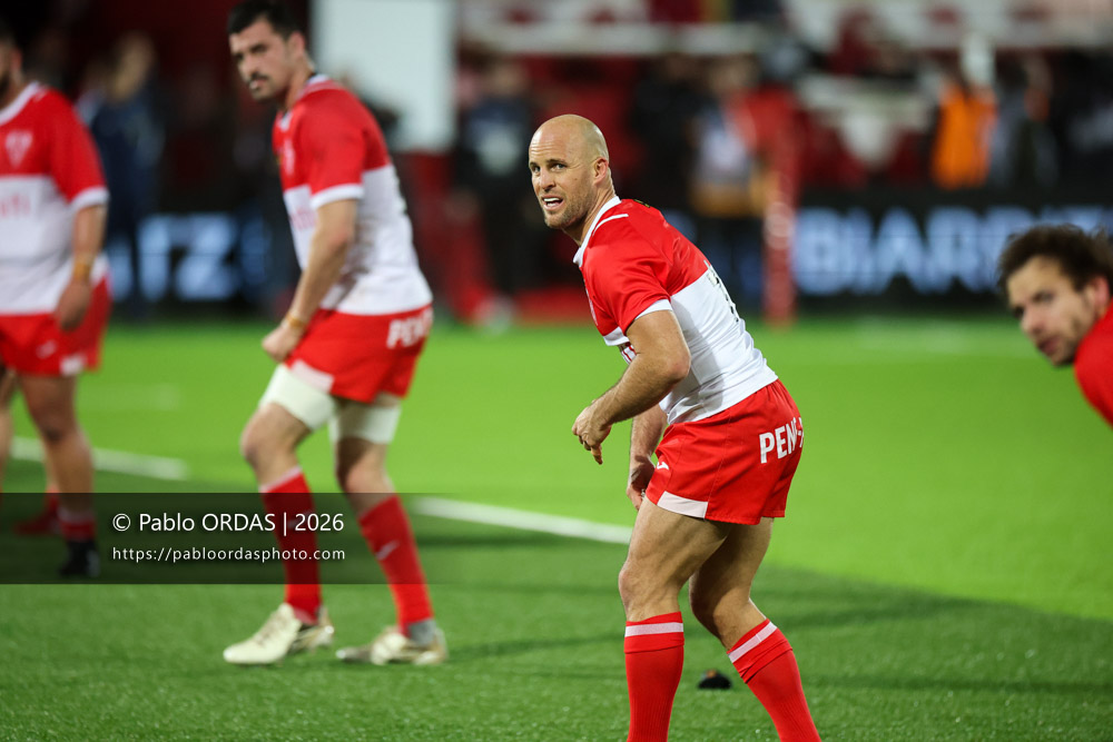 Mathieu Acebes, lors du match de Pro D2 entre le Biarritz olympique et Grenoble, le 30 janvier 2026 au stade Aguiléra de Biarritz, France (Photo Pablo ORDAS)