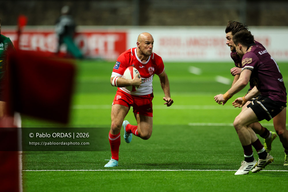 Mathieu Acebes, lors du match de Pro D2 entre le Biarritz olympique et Soyaux Angoulême, le 16 janvier 2026 au stade Aguiléra de Biarritz, France (Photo Pablo ORDAS)
