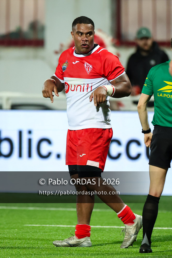 Johnny Dyer, lors du match de Pro D2 entre le Biarritz olympique et Soyaux Angoulême, le 16 janvier 2026 au stade Aguiléra de Biarritz, France (Photo Pablo ORDAS)