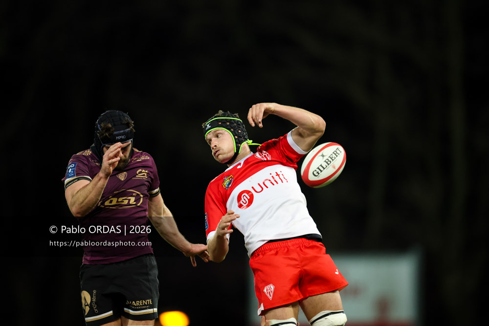 Jessy Jegerlehner, lors du match de Pro D2 entre le Biarritz olympique et Soyaux Angoulême, le 16 janvier 2026 au stade Aguiléra de Biarritz, France (Photo Pablo ORDAS)