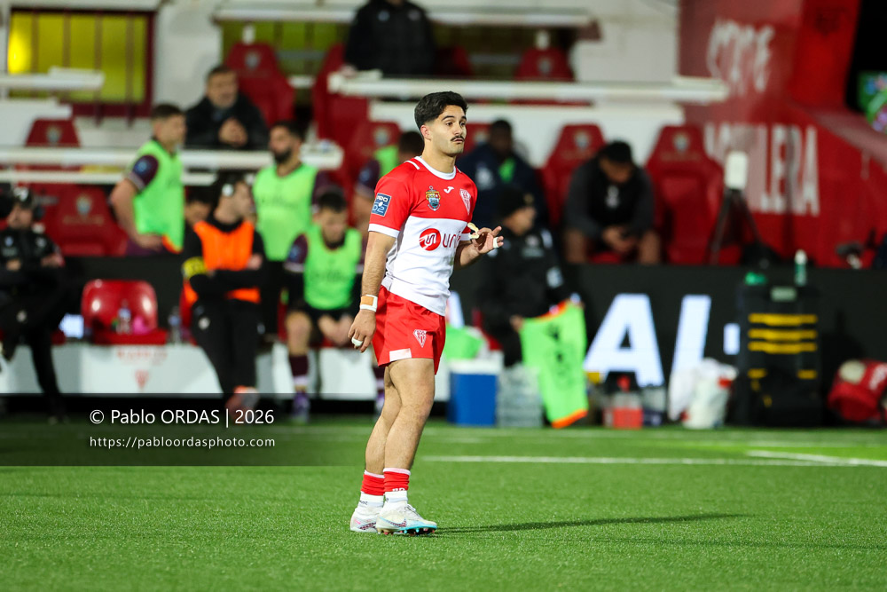 Sam Spring, lors du match de Pro D2 entre le Biarritz olympique et Soyaux Angoulême, le 16 janvier 2026 au stade Aguiléra de Biarritz, France (Photo Pablo ORDAS)