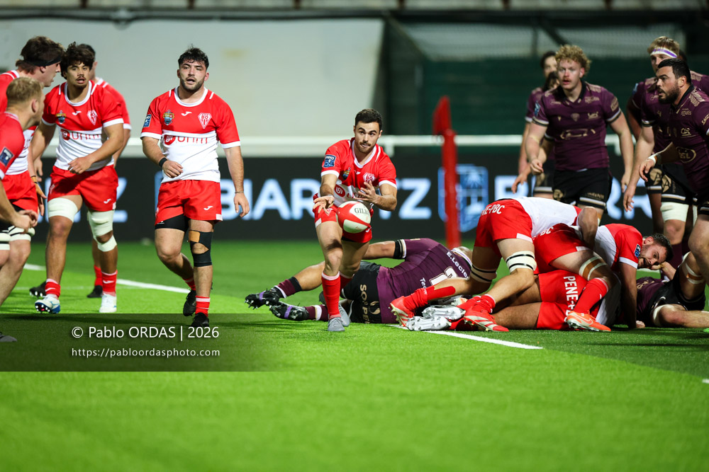 Imanol Biscay, lors du match de Pro D2 entre le Biarritz olympique et Soyaux Angoulême, le 16 janvier 2026 au stade Aguiléra de Biarritz, France (Photo Pablo ORDAS)