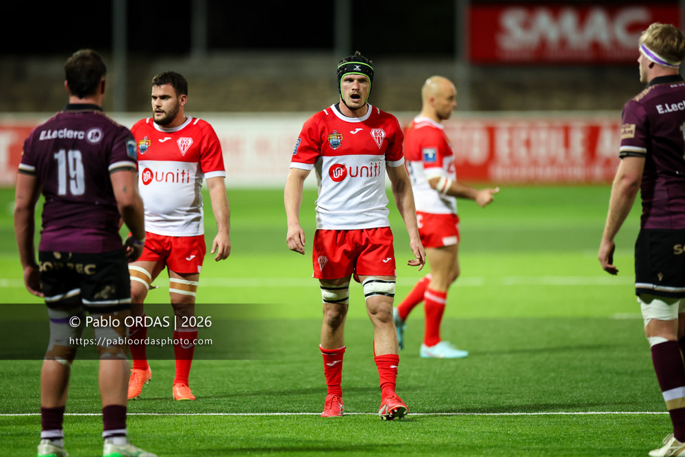 Jessy Jegerlehner, lors du match de Pro D2 entre le Biarritz olympique et Soyaux Angoulême, le 16 janvier 2026 au stade Aguiléra de Biarritz, France (Photo Pablo ORDAS)
