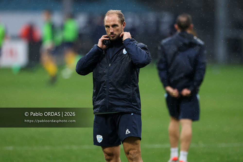 Jean Monribot, lors du match de Champions Cup entre l'Aviron bayonnais et le Leinster, le 17 janvier 2026 au stade Jean Dauger de Bayonne, France (Photo Pablo ORDAS)