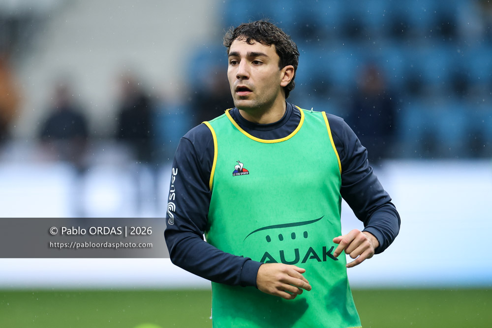 Victor Hannoun, lors du match de Champions Cup entre l'Aviron bayonnais et le Leinster, le 17 janvier 2026 au stade Jean Dauger de Bayonne, France (Photo Pablo ORDAS)