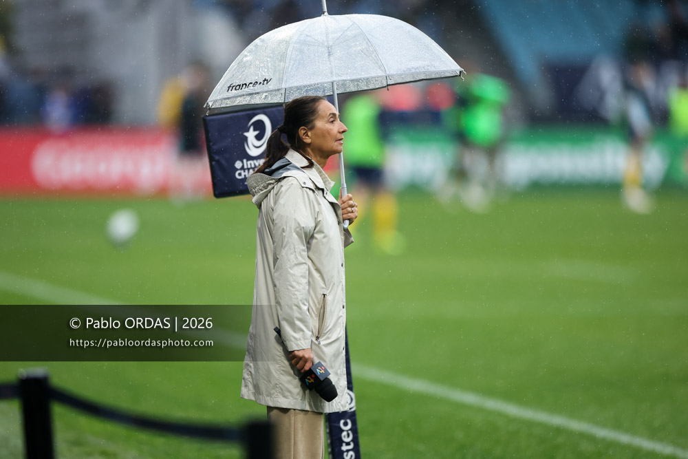 Hélène Macurdy, lors du match de Champions Cup entre l'Aviron bayonnais et le Leinster, le 17 janvier 2026 au stade Jean Dauger de Bayonne, France (Photo Pablo ORDAS)