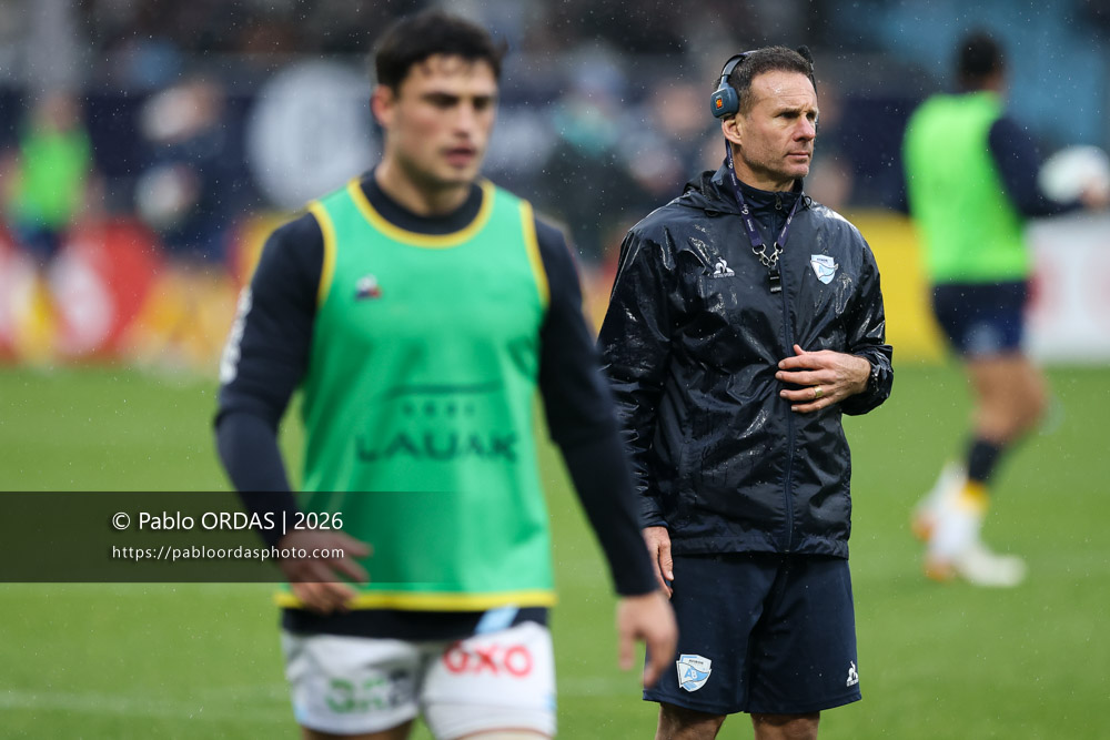 Gerard Fraser, lors du match de Champions Cup entre l'Aviron bayonnais et le Leinster, le 17 janvier 2026 au stade Jean Dauger de Bayonne, France (Photo Pablo ORDAS)