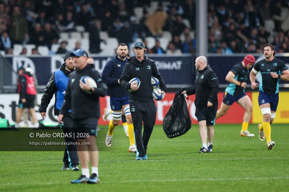 Leo Cullen, lors du match de Champions Cup entre l'Aviron bayonnais et le Leinster, le 17 janvier 2026 au stade Jean Dauger de Bayonne, France (Photo Pablo ORDAS)