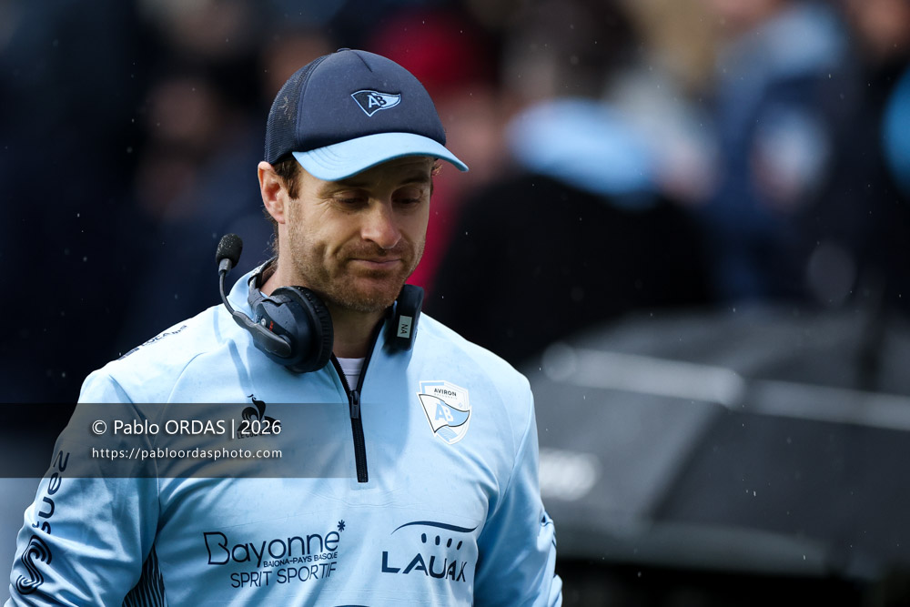 Nick Abendanon, lors du match de Champions Cup entre l'Aviron bayonnais et le Leinster, le 17 janvier 2026 au stade Jean Dauger de Bayonne, France (Photo Pablo ORDAS)