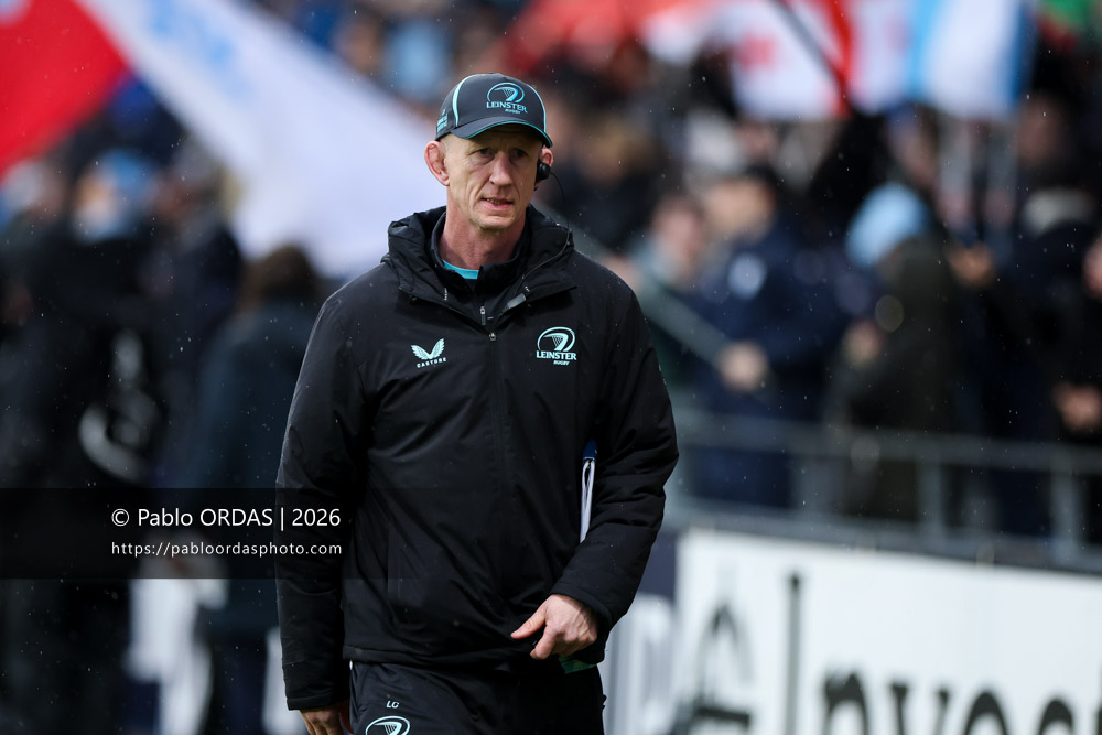 Leo Cullen, lors du match de Champions Cup entre l'Aviron bayonnais et le Leinster, le 17 janvier 2026 au stade Jean Dauger de Bayonne, France (Photo Pablo ORDAS)