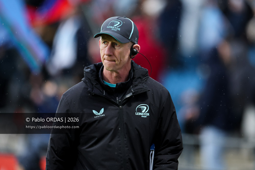 Leo Cullen, lors du match de Champions Cup entre l'Aviron bayonnais et le Leinster, le 17 janvier 2026 au stade Jean Dauger de Bayonne, France (Photo Pablo ORDAS)