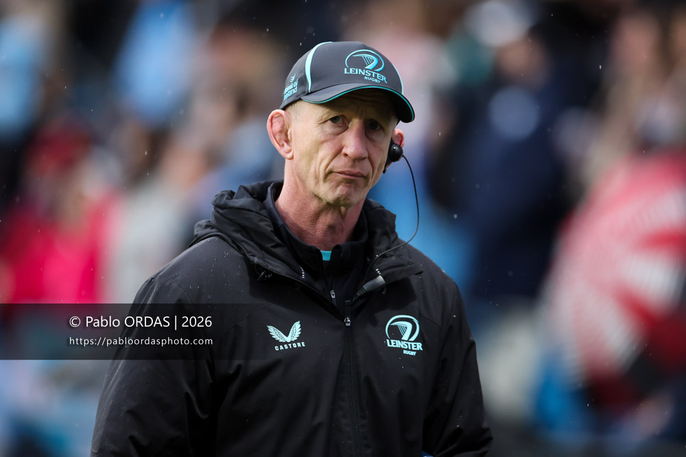 Leo Cullen, lors du match de Champions Cup entre l'Aviron bayonnais et le Leinster, le 17 janvier 2026 au stade Jean Dauger de Bayonne, France (Photo Pablo ORDAS)