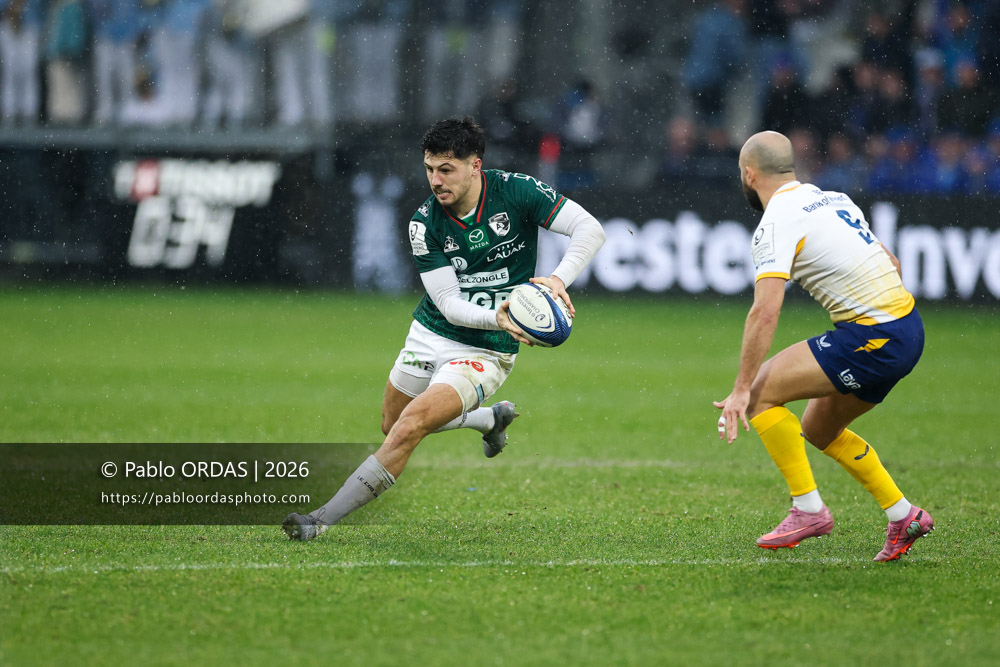 Yohan Orabé, lors du match de Champions Cup entre l'Aviron bayonnais et le Leinster, le 17 janvier 2026 au stade Jean Dauger de Bayonne, France (Photo Pablo ORDAS)
