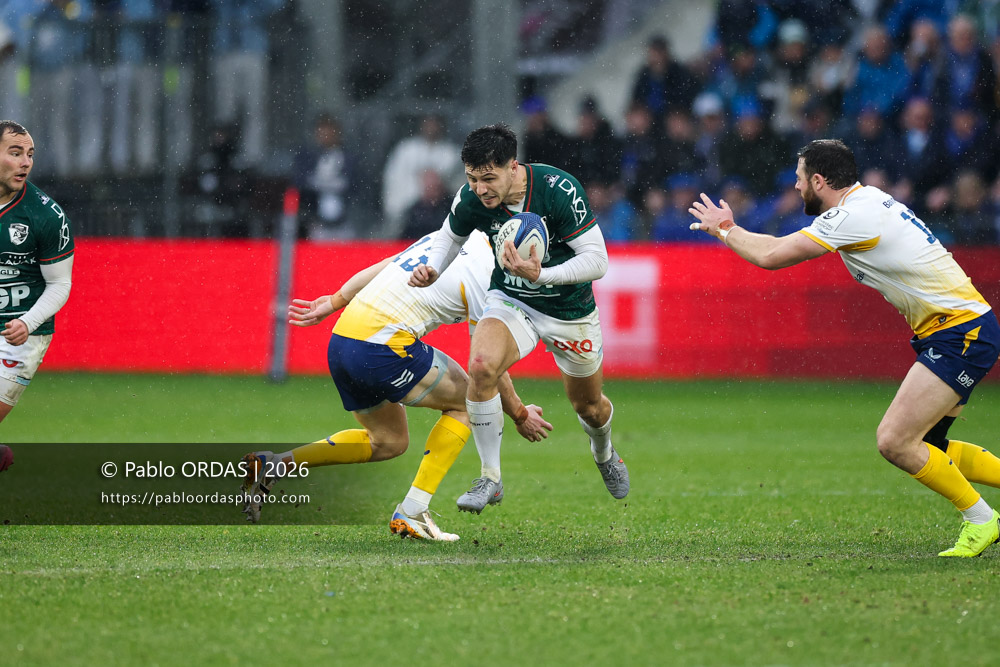 Yohan Orabé, lors du match de Champions Cup entre l'Aviron bayonnais et le Leinster, le 17 janvier 2026 au stade Jean Dauger de Bayonne, France (Photo Pablo ORDAS)