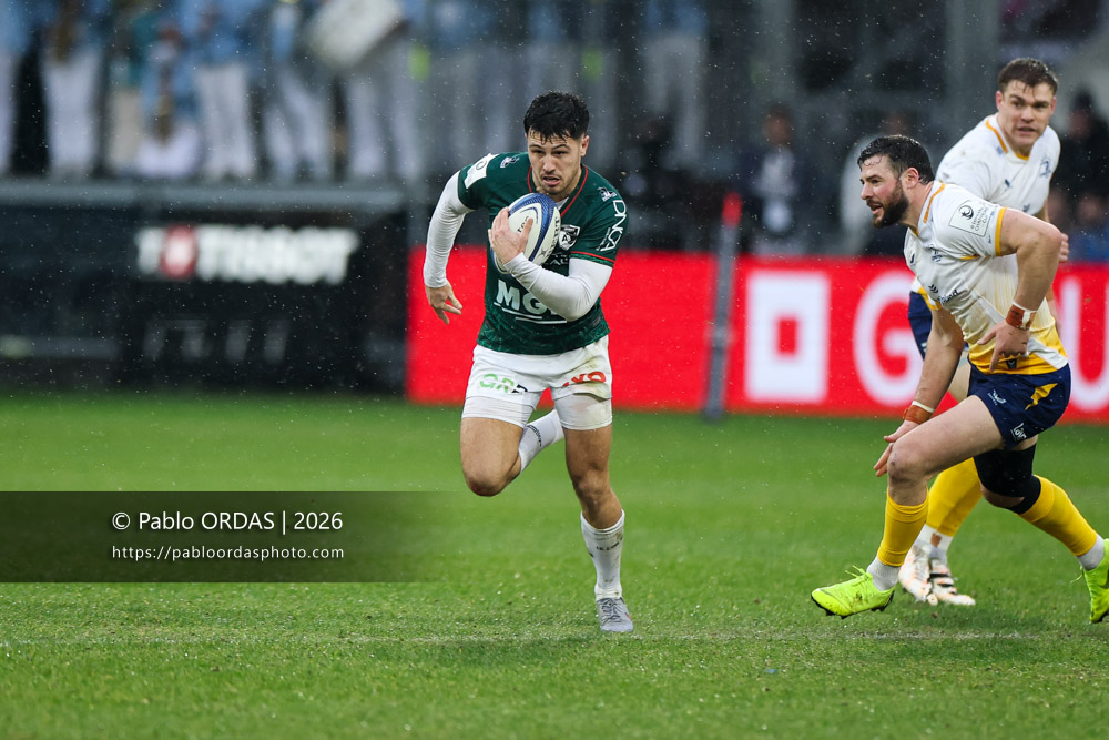 Yohan Orabé, lors du match de Champions Cup entre l'Aviron bayonnais et le Leinster, le 17 janvier 2026 au stade Jean Dauger de Bayonne, France (Photo Pablo ORDAS)