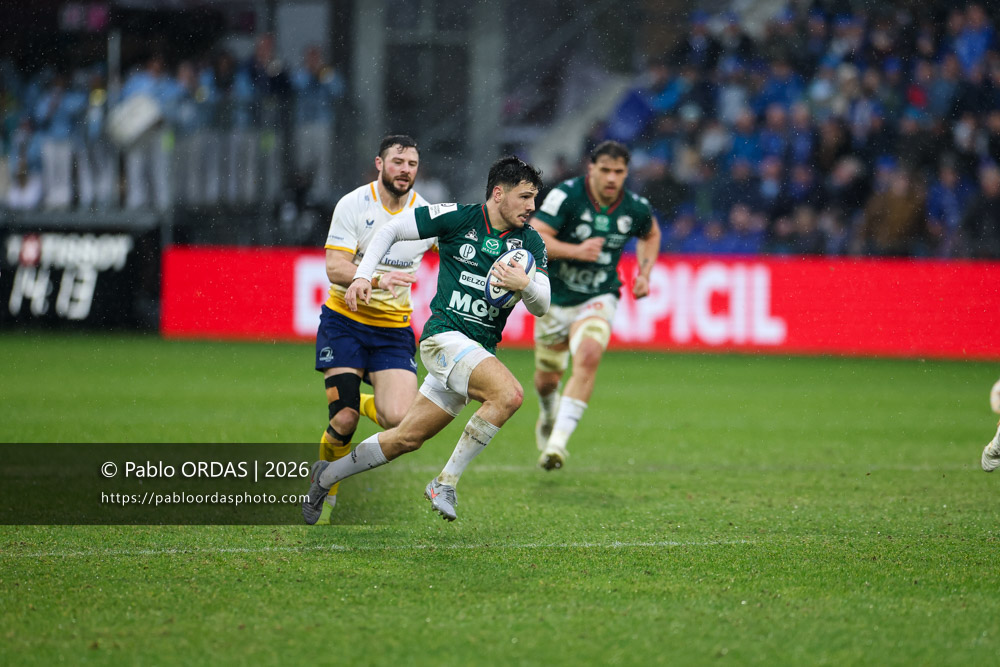 Yohan Orabé, lors du match de Champions Cup entre l'Aviron bayonnais et le Leinster, le 17 janvier 2026 au stade Jean Dauger de Bayonne, France (Photo Pablo ORDAS)