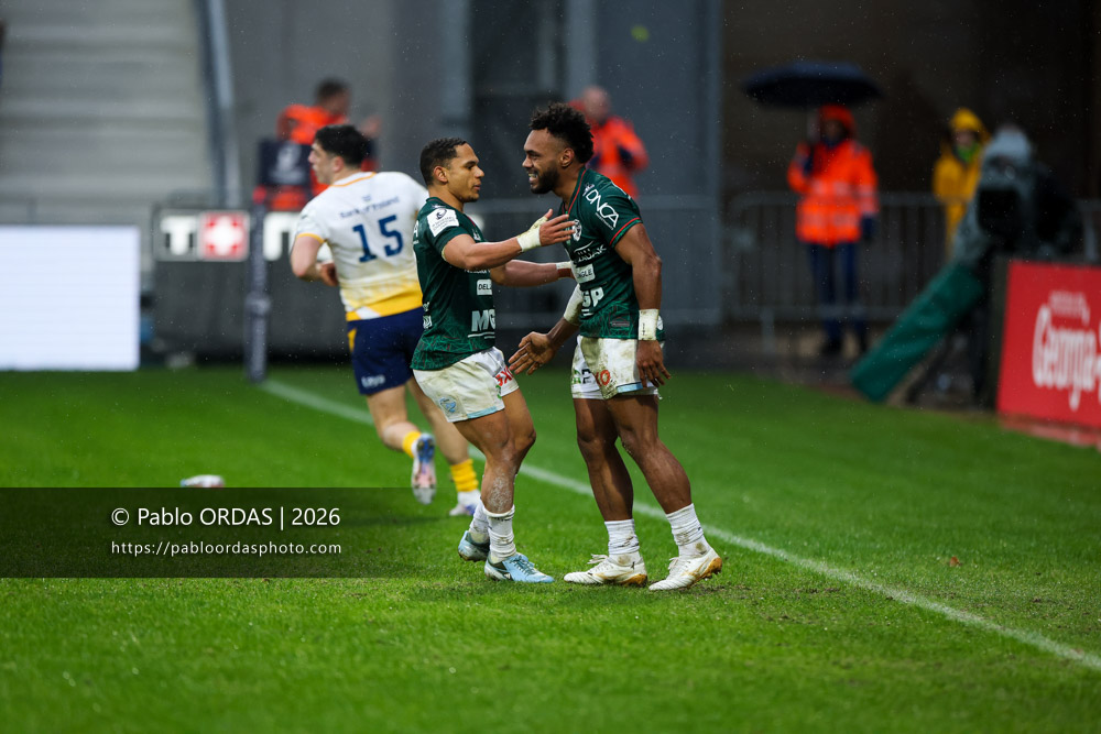 Sireli Maqala, lors du match de Champions Cup entre l'Aviron bayonnais et le Leinster, le 17 janvier 2026 au stade Jean Dauger de Bayonne, France (Photo Pablo ORDAS)