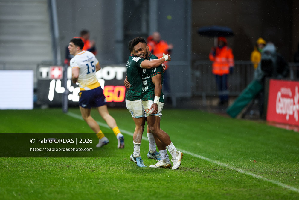 Sireli Maqala, lors du match de Champions Cup entre l'Aviron bayonnais et le Leinster, le 17 janvier 2026 au stade Jean Dauger de Bayonne, France (Photo Pablo ORDAS)