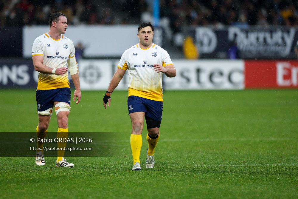 Tom Clarkson, lors du match de Champions Cup entre l'Aviron bayonnais et le Leinster, le 17 janvier 2026 au stade Jean Dauger de Bayonne, France (Photo Pablo ORDAS)