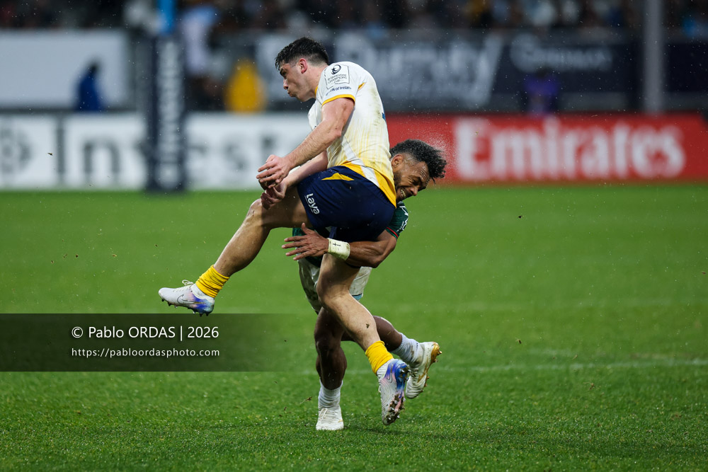 Sireli Maqala, lors du match de Champions Cup entre l'Aviron bayonnais et le Leinster, le 17 janvier 2026 au stade Jean Dauger de Bayonne, France (Photo Pablo ORDAS)