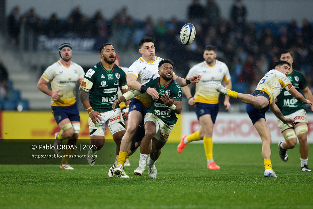 Sireli Maqala, lors du match de Champions Cup entre l'Aviron bayonnais et le Leinster, le 17 janvier 2026 au stade Jean Dauger de Bayonne, France (Photo Pablo ORDAS)