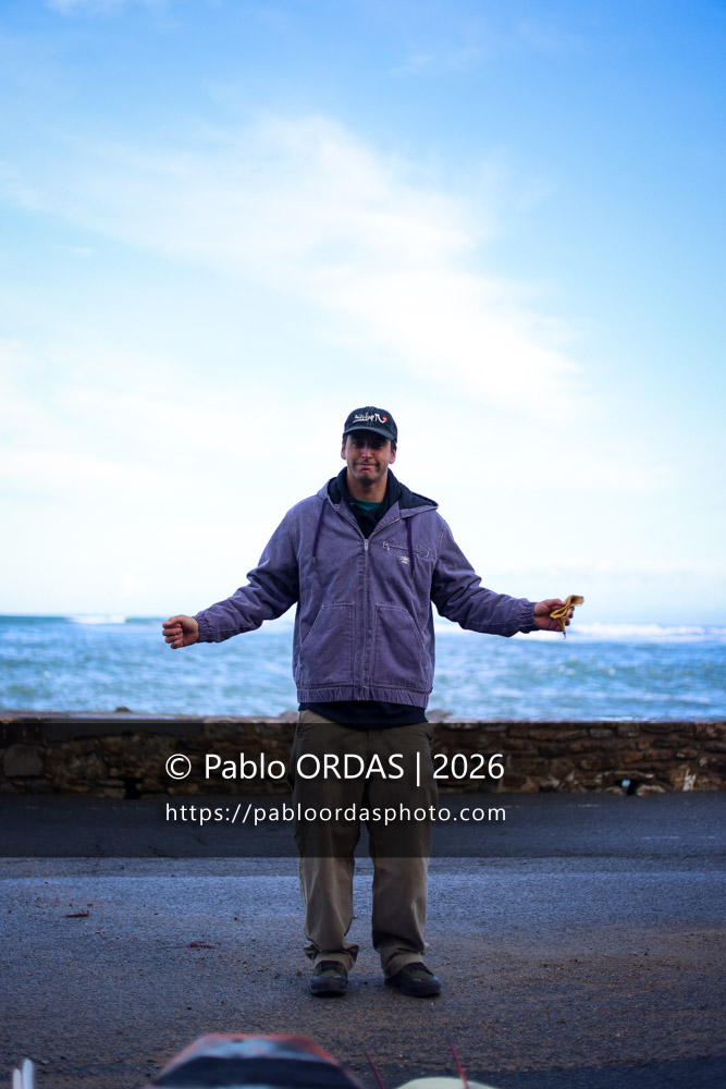 Matthieu Etxebarne Aguirregomezkorta, pendant la session du 23 janvier 2026 à Guéthary, France (Photo Pablo ORDAS)