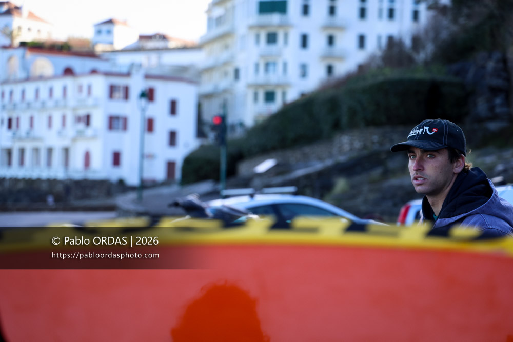 Matthieu Etxebarne Aguirregomezkorta, pendant la session du 23 janvier 2026 à Guéthary, France (Photo Pablo ORDAS)