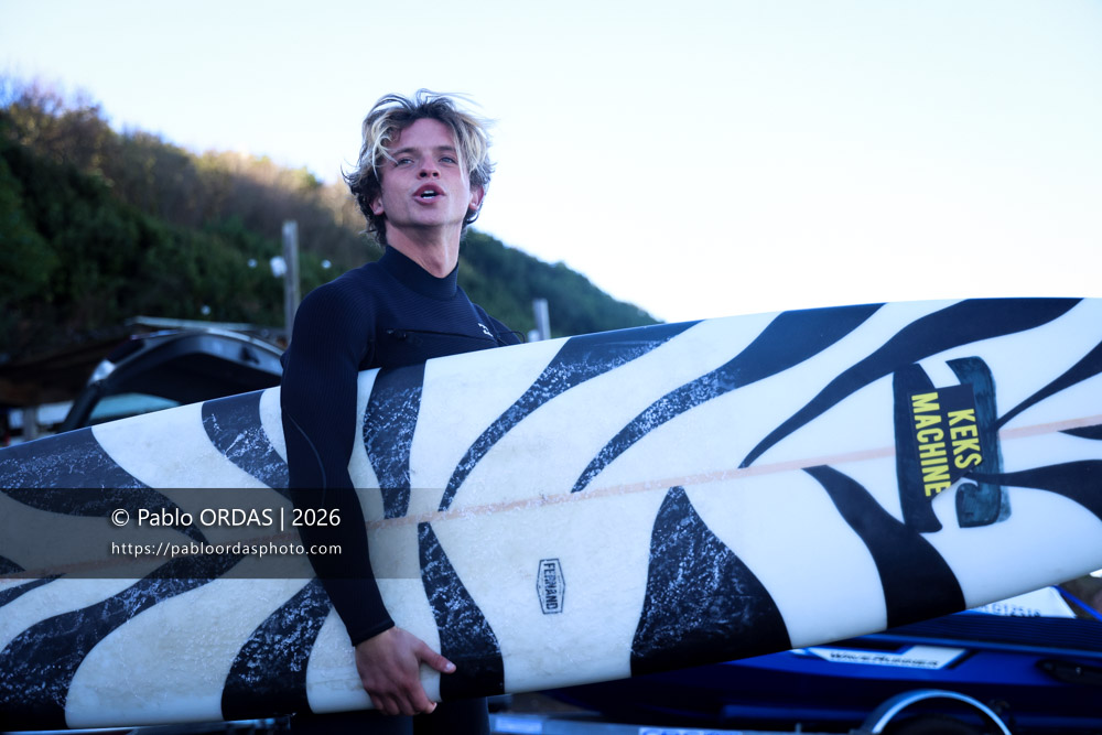 Diego Torre, pendant la session du 23 janvier 2026 à Guéthary, France (Photo Pablo ORDAS)