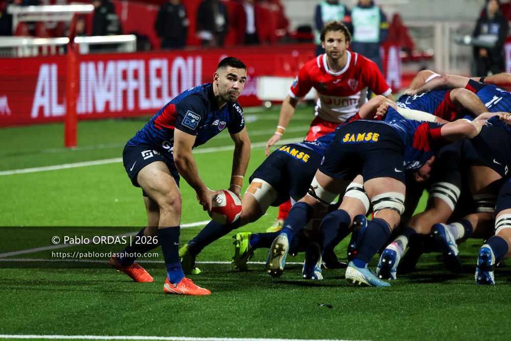 Barnabé Couilloud, lors du match de Pro D2 entre le Biarritz olympique et Grenoble, le 30 janvier 2026 au stade Aguiléra de Biarritz, France (Photo Pablo ORDAS)