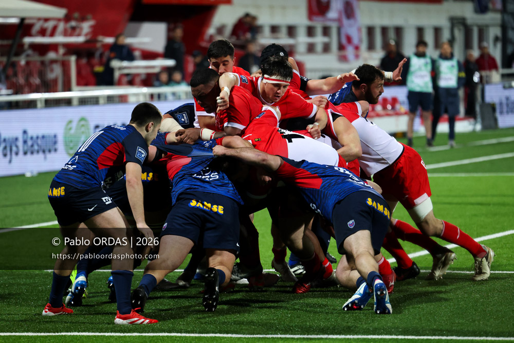 Andrea Sacco, lors du match de Pro D2 entre le Biarritz olympique et Grenoble, le 30 janvier 2026 au stade Aguiléra de Biarritz, France (Photo Pablo ORDAS)