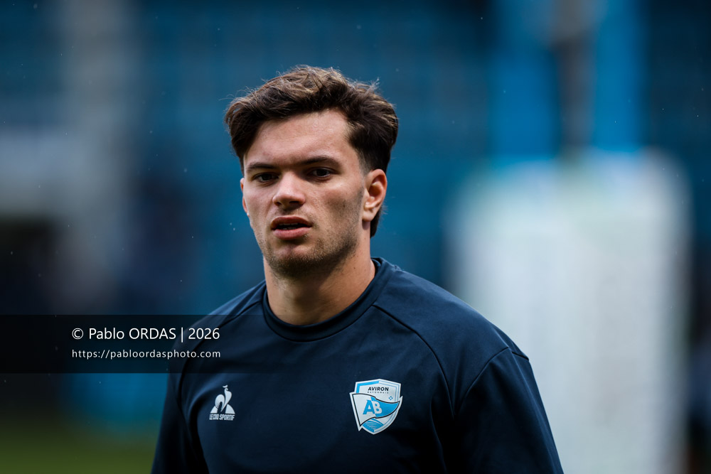 Gabriel Lapègue-Lafaye, lors du match de Top 14 entre l'Aviron bayonnais et le Castres olympique, le 24 janvier 2026 au stade Jean Dauger de Bayonne, France (Photo Pablo ORDAS)