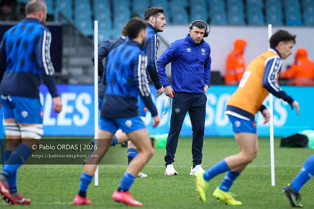 Pierre Lassus, lors du match de Top 14 entre l'Aviron bayonnais et le Castres olympique, le 24 janvier 2026 au stade Jean Dauger de Bayonne, France (Photo Pablo ORDAS)