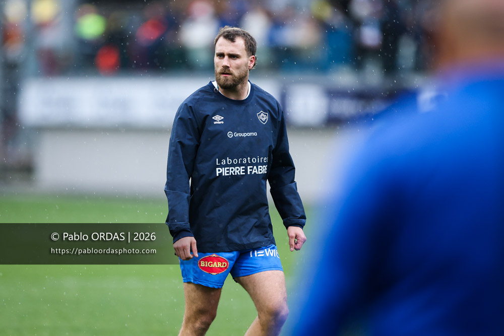 Rémy Baget, lors du match de Top 14 entre l'Aviron bayonnais et le Castres olympique, le 24 janvier 2026 au stade Jean Dauger de Bayonne, France (Photo Pablo ORDAS)