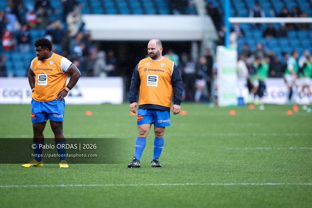 Levan Chilachava, lors du match de Top 14 entre l'Aviron bayonnais et le Castres olympique, le 24 janvier 2026 au stade Jean Dauger de Bayonne, France (Photo Pablo ORDAS)