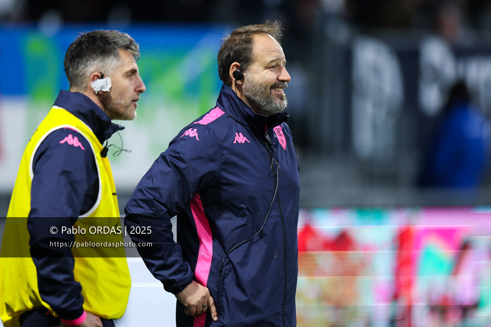 Bertrand Guillemin, lors du match de Top 14 entre l'Aviron bayonnais et le Stade français Paris, le 27 décembre 2025 au stade Jean Dauger de Bayonne, France (Photo Pablo ORDAS)