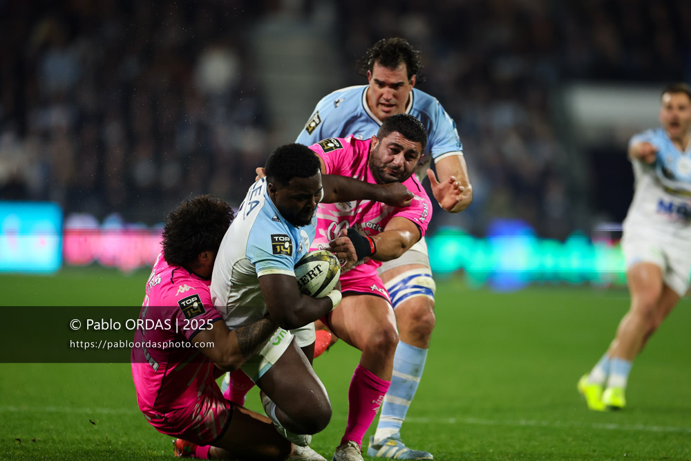 Andy Bordelai, lors du match de Top 14 entre l'Aviron bayonnais et le Stade français Paris, le 27 décembre 2025 au stade Jean Dauger de Bayonne, France (Photo Pablo ORDAS)