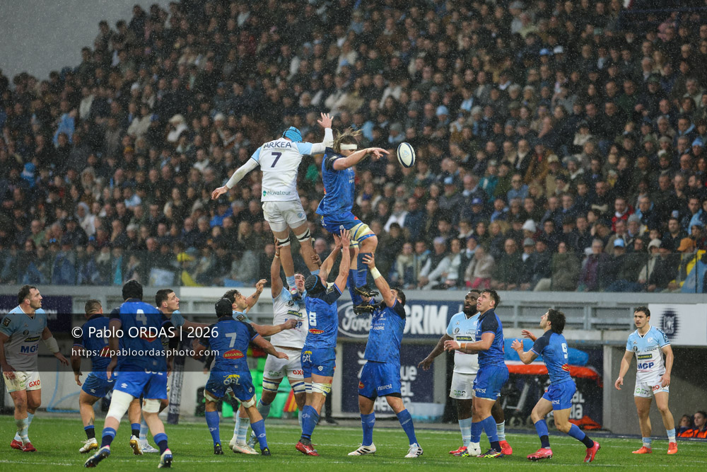 Tom Staniforth, lors du match de Top 14 entre l'Aviron bayonnais et le Castres olympique, le 24 janvier 2026 au stade Jean Dauger de Bayonne, France (Photo Pablo ORDAS)