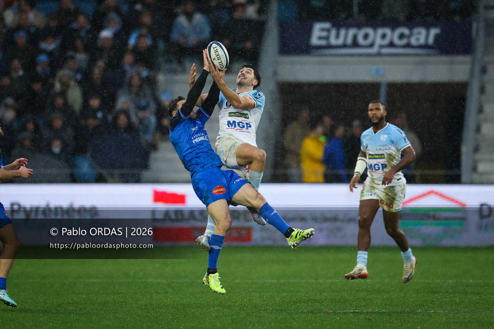Yohan Orabe, lors du match de Top 14 entre l'Aviron bayonnais et le Castres olympique, le 24 janvier 2026 au stade Jean Dauger de Bayonne, France (Photo Pablo ORDAS)