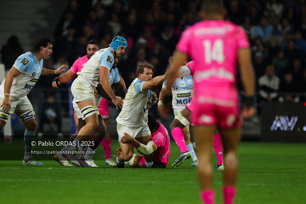 Facundo Bosch, lors du match de Top 14 entre l'Aviron bayonnais et le Stade français Paris, le 27 décembre 2025 au stade Jean Dauger de Bayonne, France (Photo Pablo ORDAS)